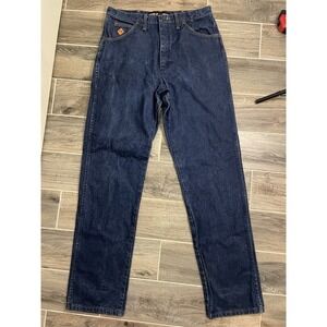 Wrangler Men's Flame Resistant Jeans Tag:34-36 Act: 34-35 Dark Wash Relaxed Fit